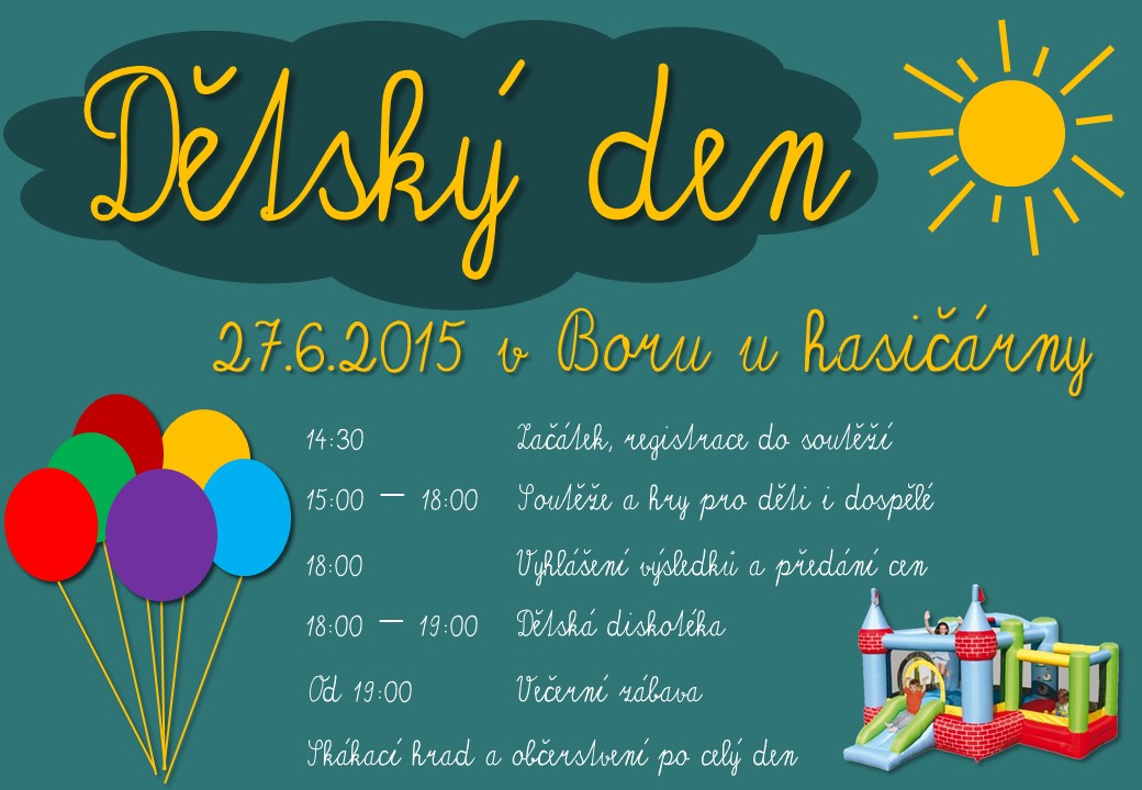 Plakát Dětský den 2015 v Boru u hasičárny